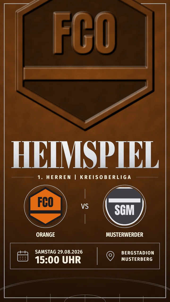 Design Relief in den Farben des FC Orange Musterberg