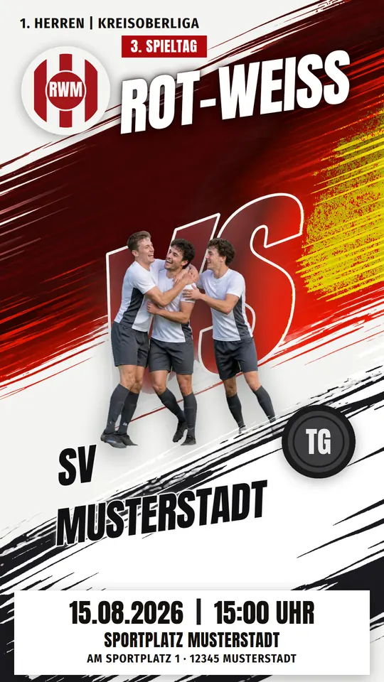 Design Streifen in den Farben des SV Rot-Weiß Musterstadt