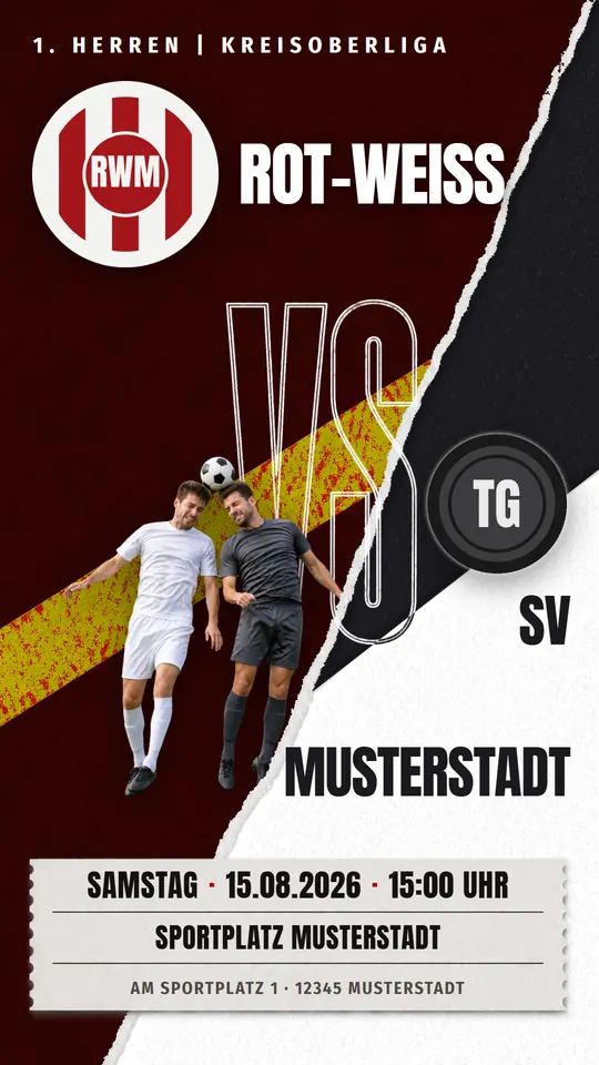 Design Duell in den Farben des SV Rot-Weiß Musterstadt