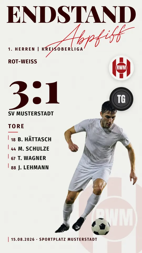 Design Magazin in den Farben des SV Rot-Weiß Musterstadt