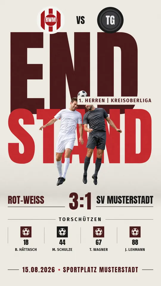 Design Blockschrift in den Farben des SV Rot-Weiß Musterstadt