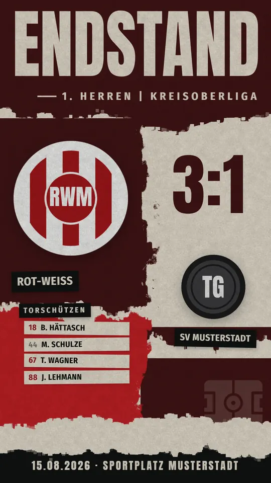 Design Papierriss in den Farben des SV Rot-Weiß Musterstadt