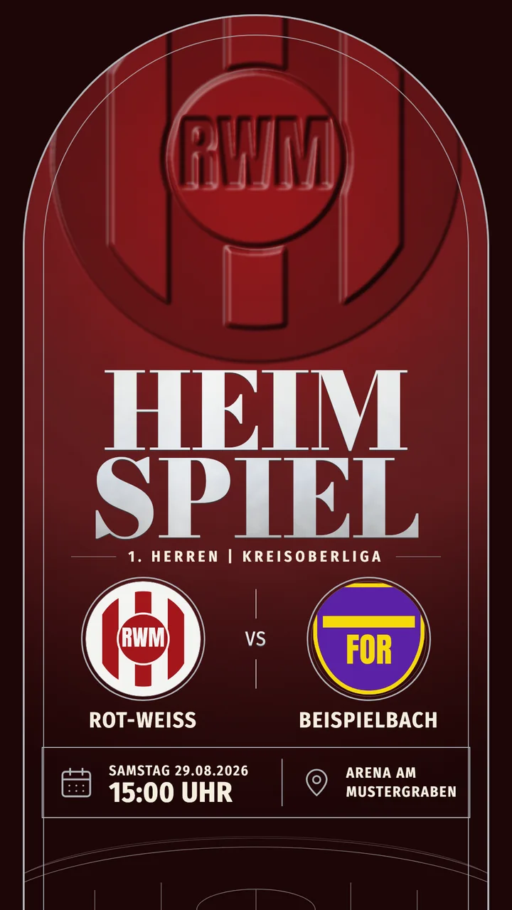 Design Bogen in den Farben des SV Rot-Weiß Musterstadt